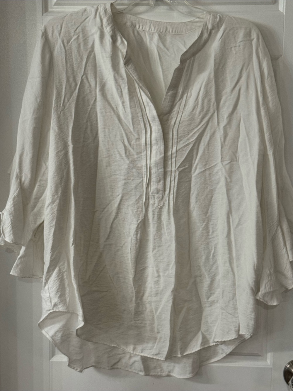 White V-Neck Women's Tunic Top